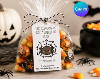 Christian Halloween Bible Verse Cards | Trunk or Treat Handouts | Editable Goodie Bag Tags