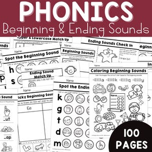Beginning Sounds Worksheets Ending Sounds Worksheets Phonics Kindergarten Curriculum Preschool Curriculum Homeschool Pre-K Lesson Plans