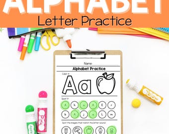 Alphabet Letter Practice Coloring Pages: Pre-K Homeschool (Digital Download)