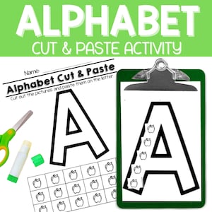 Alphabet Cut and Paste Worksheets: Preschool Kindergarten Curriculum (Digital Download)