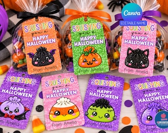 Squishy Halloween Gift Tags, Squishing You a Happy Halloween Tags, Kids Halloween Treat Tags, Squishy Favors, Classroom Halloween Printable