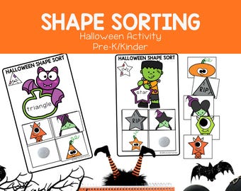 Halloween Shape Sorting Activities Preschool & Kindergarten Centers
