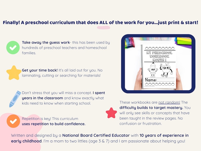 Full Year Preschool Curriculum with Lesson Plans Homeschool Worksheets Pre K Curriculum Monthly Learning Binder Daycare Lessons