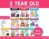Toddler Curriculum and Lesson Plans & Worksheets for 3 year olds, Preschool Homeschool, Pre K, Daycare, Busy books, Learning Binders