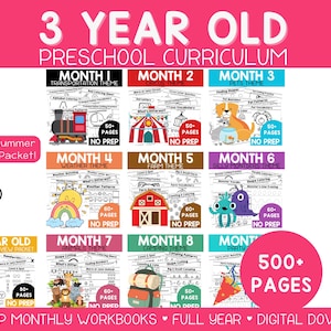 Programma di studi per bambini piccoli, piani di lezione e schede di lavoro per bambini di 3 anni, scuola materna, scuola materna, asilo nido, istruzione parentale