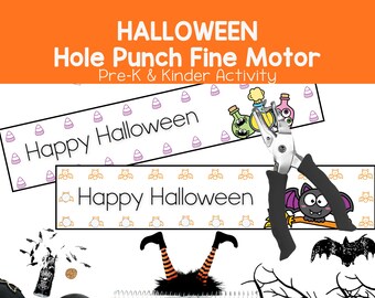 Halloween Fine Motor Activity Hole Punch Cards Preschool & Kindergarten Centers