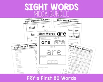 Fry Sight Words Worksheets | Kindergarten, 1st Grade (Digital Download)