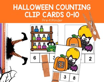 Halloween Counting Clip Cards Subitizing Preschool Pre K TK Kindergarten Centers
