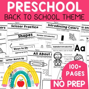 Preschool Back to School Packet, Preschool Curriculum Pre-K Curriculum, Homeschool Preschool, Preschool Lesson Plans Apple Preschool Lessons