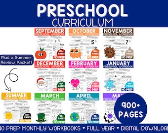 Preschool Curriculum: Lesson Plans plus Worksheets for Homeschool Lessons Pre-K Curriculum, Daycare Lesson Plans