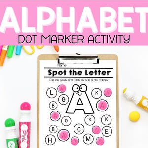 Dot Marker Letter ID Alphabet Letter of the Week Kindergarten Preschool Curriculum Toddler Busy Book ABC Worksheets Learning Binder Pre K