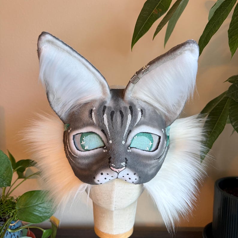 Therian Airbrushed Gray Cat Mask - Etsy Australia