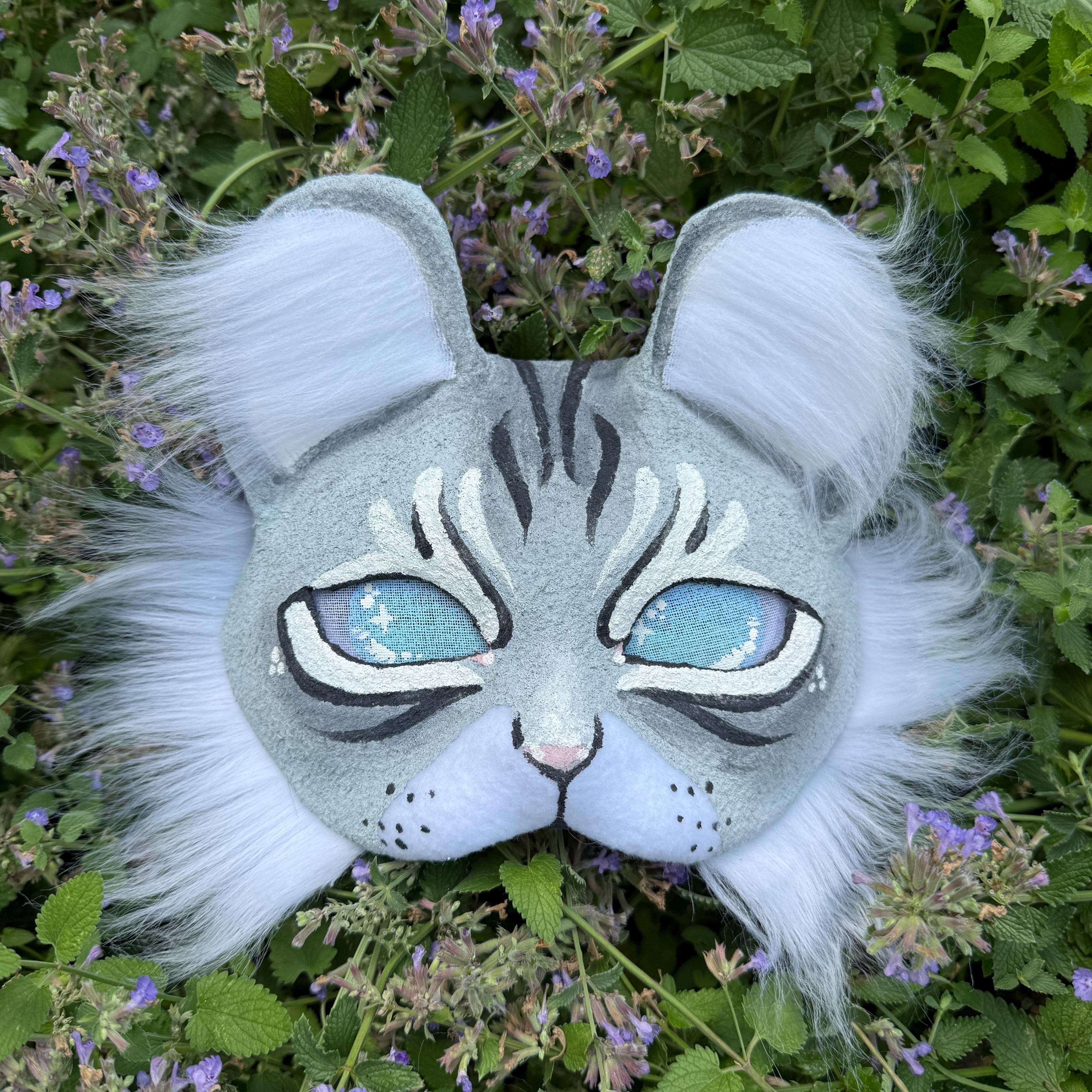 Therian American Curl Gray Cat Mask