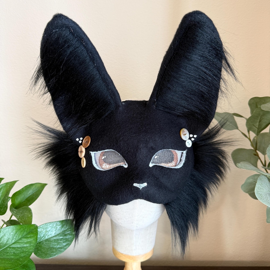 Therian Black Bunny Rabbit Mask - Etsy