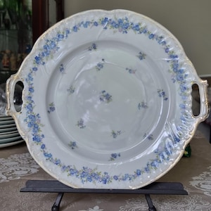 Antique Collectible KPM Porcelain Serving Plate Made in Germany Blue with Gold