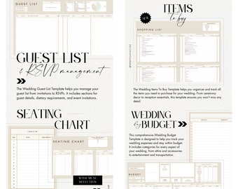 Ultimate Wedding Planning Google Sheets Bundle - Budget, Guest List, Seating Chart & Items To Buy Templates