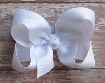 CUSTOM 4 inch Loopy Boutique Style Grosgrain Hair Bow - In Your Choice of Colors