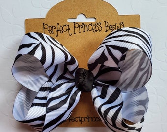 Zebra Print Grosgrain Ribbon Medium 4 inch Hair Bow