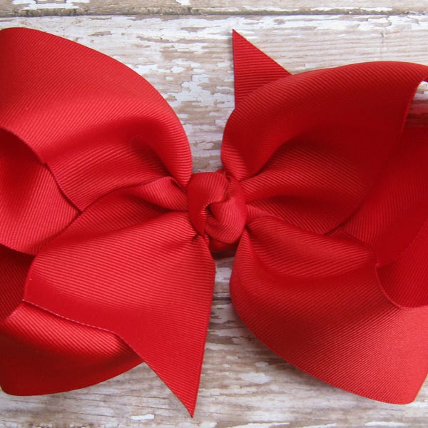 Large 6 inch Grosgrain Hair Bow in Red Big Girls Boutique Style Hairbow