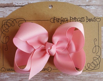 Medium 4 inch Loopy Boutique Style Grosgrain Hair Bow in Pink