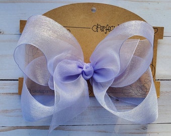 X Large KING Size Sheer Organza Hair Bow in Iris