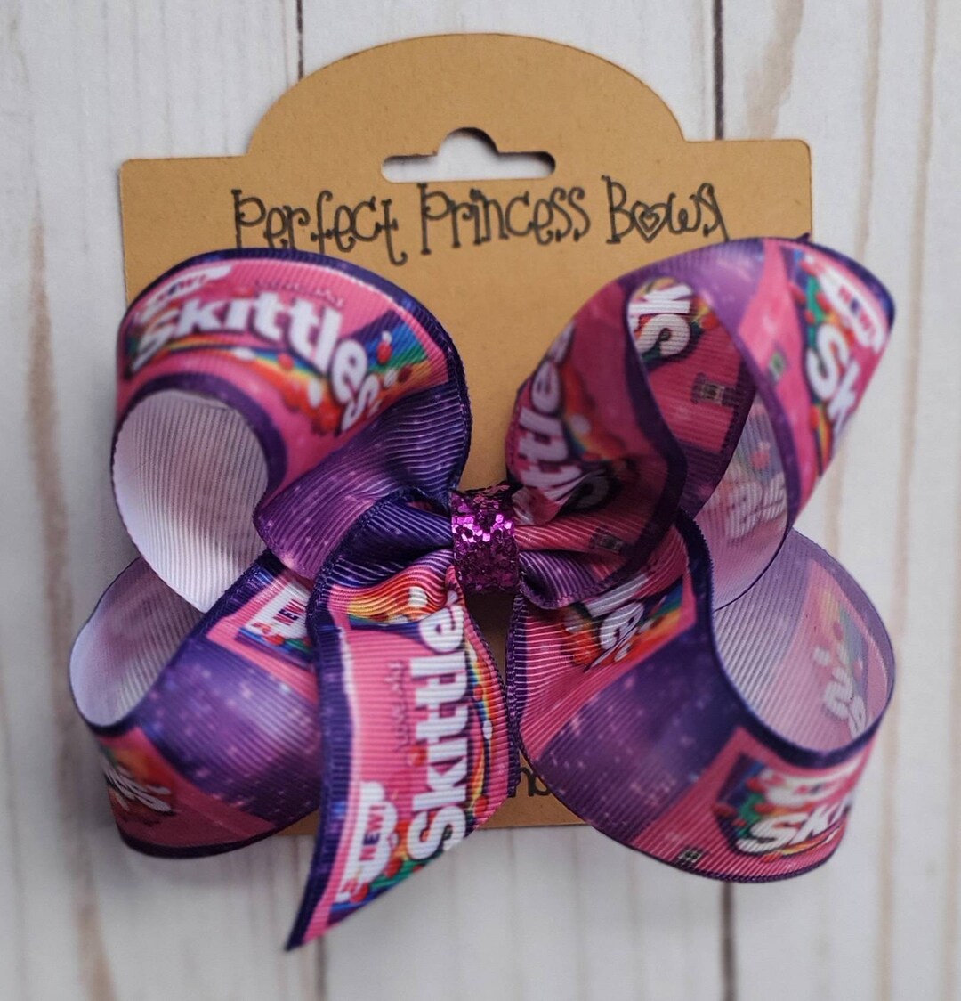 Skittles Candy Medium 4 Inch Grosgrain Ribbon Purple & Pink Boutique
