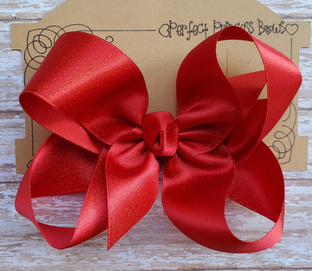 Hair Ribbon Red Many Designs Classic Red Shimmer Satin Boutique Hair Bow - Your Choice of 4 Inch or ...