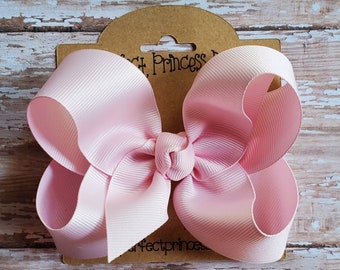 Light Pink Medium 4 inch Loopy Boutique Style Grosgrain Hair Bow