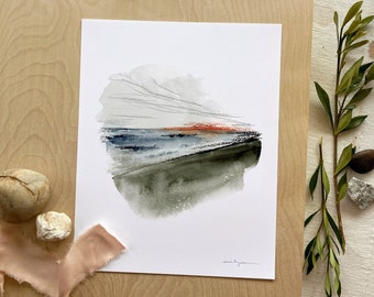 Watercolor Art Print Abstract Painting Watercolor Landscape Art Beach House Art Print Ocean Watercolor Landscape Beach Vacation Home Decor