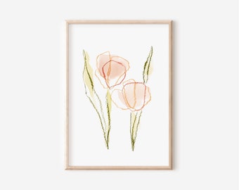 Watercolor Tulip Art Print Abstract Painting Floral Baby Girls Nursery Art Tulip Decor Girls Room Tulip Print Watercolor baby shower gift