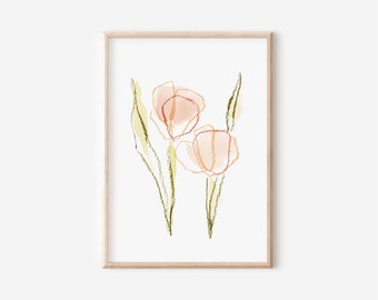 Aquarelle Tulipe Art Print Abstrait Peinture Floral Bébé Filles Nursery Art Tulip Decor Filles Chambre Tulipe Print Aquarelle cadeau de baby shower