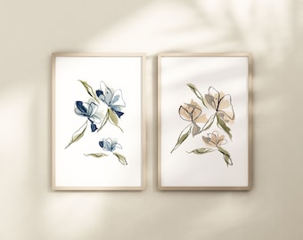 aquarelle impression ensemble fleur peinture fille pépinière mur décor boho pépinière art wildflower print floral bundle aquarelle abstrait