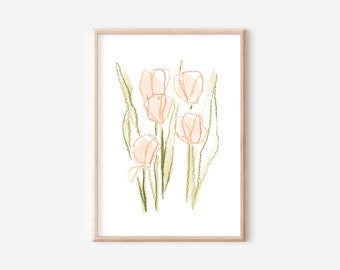 Watercolor Tulip Art Print Abstract Painting Floral Baby Girls Nursery Art Tulip Decor Girls Room Tulip Print Watercolor