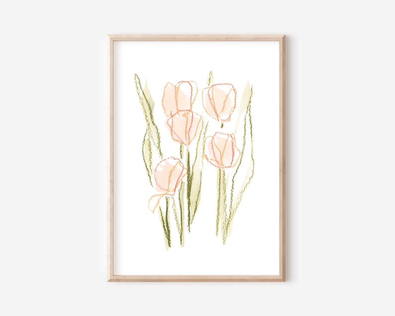 Watercolor Tulip Art Print Abstract Painting Floral Baby Girls Nursery Art Tulip Decor Girls Room Tulip Print Watercolor image 1