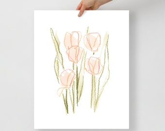 Watercolor Tulip Art Print Baby Girl Nursery Art Watercolor Girls Room Art Abstract Flower Print Boho Nursery Decor Tulip Painting Print