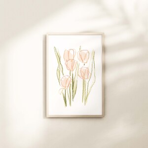 Watercolor Tulip Art Print Abstract Painting Floral Baby Girls Nursery Art Tulip Decor Girls Room Tulip Print Watercolor image 2