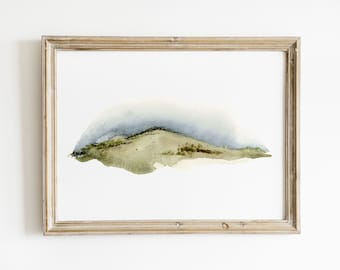 Landscape Watercolor Art Print Abstract English Countryside Painting Wall Decor Living Room England Inspired Artwork