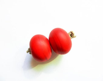 Made to Order SIMPLY RED    2 red hollows, matte finish earring pair    A Beaded Gift