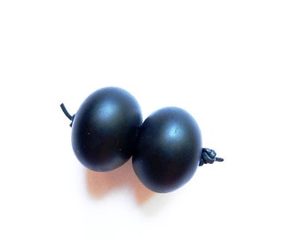 Made to Order SIMPLY BLACK    2 matte finish black hollows earring pair   A Beaded Gift