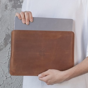 Customized leather laptop sleeve, Leather MacBook Pro 14 sleeve, 17 inch MacBook sleeve, MacBook case with logo, MacBook Air 15 case leather