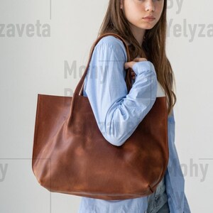 Leather shoulder tote bag, Womens leather tote, Leather shopping bag for women, Large leather tote bag, Leather work tote bag, Office tote