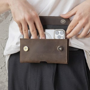 Handy Gürtelhülle aus Leder, Handy Gürtelhülle aus Leder, Gürtelschlaufe für iPhone, Handy Gürtelhalter aus Echtleder