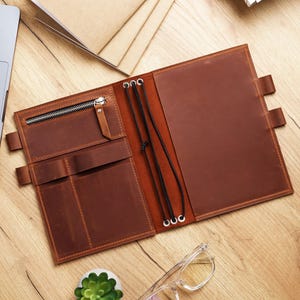Personalized refillable notebook, Leather notebook cover, Notebook cover with pen holder, Customized notebook cover, Travel notebook cover