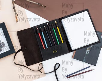 Personalized sketchbook cover, Leather sketchbook holder, Handmade sketchbook journal, Refillable sketchbook, Leather drawing sketchbook