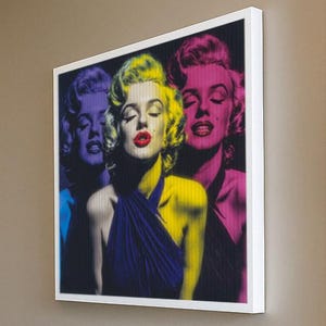 Marilyn Monroe Lenticular Pop Art Wall Art – Color Shift Neon Portrait, Retro Hollywood Optical Illusion Luxury Home Decor