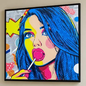 Arte mural de piruleta lenticular 3D: decoración de cómic retro