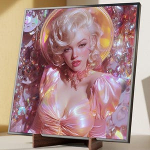 Marilyn Monroe Lenticular Wall Art – Black & White to Glowing Color Glam Portrait, 3D Kinetic Hollywood Optical Illusion Decor