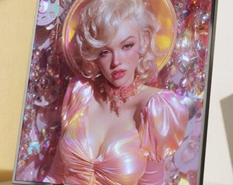 Marilyn Monroe Lenticular Wall Art – Black & White to Glowing Color Glam Portrait, 3D Kinetic Hollywood Optical Illusion Decor