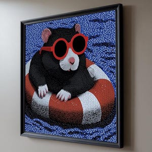 3D Lenticular Fun Animal Wall Art - “Cool Hamsters at Sea” Summertime Wall Decor, Quirky Pop Artwork