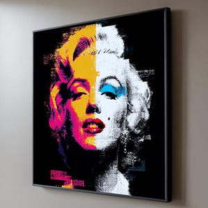 Lenticular Marilyn Monroe Wall Art – Pop Art Glitch Portrait, Vintage Hollywood Glitch Art, Color Shift Optical Illusion Wall Decor